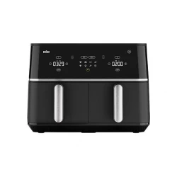 قلاية هوائية براون TwinCook 5 TD5030I أسود بسعة 10 لتر بسلتين مزدوجتين، شاشة رقمية وتحكم ذكي، طهي صحي بدون زيت أو بكمية قليلة، مثالية للقلي والشوي وإعداد وجبتين في نفس الوقت بكفاءة عالية وسرعة