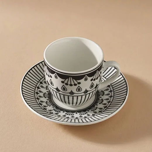 Karaca Altos 6 Person Coffee Cup Set with Elegant Metal Stand, Featuring 6 Cups and Saucers, Stunning Black Design, Perfect for Entertaining and Daily Use, Durable and Stylish - Image 7