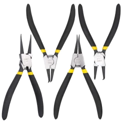 Deli EDL104407 Circlip Pliers Set 7 Inch 4 Pieces Black Finish Hand Tools, professional ring snap pliers for precise installation and removal of circlips, ideal for mechanical maintenance and industrial or home repair applications