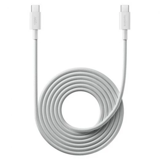 كابل شاومي USB-C إلى USB-C بطول 2 متر 6A مضفر شحن سريع حتى 120 واط مع نقل بيانات بسرعة 480Mbps متوافق مع الهواتف والأجهزة الذكية، لون أبيض