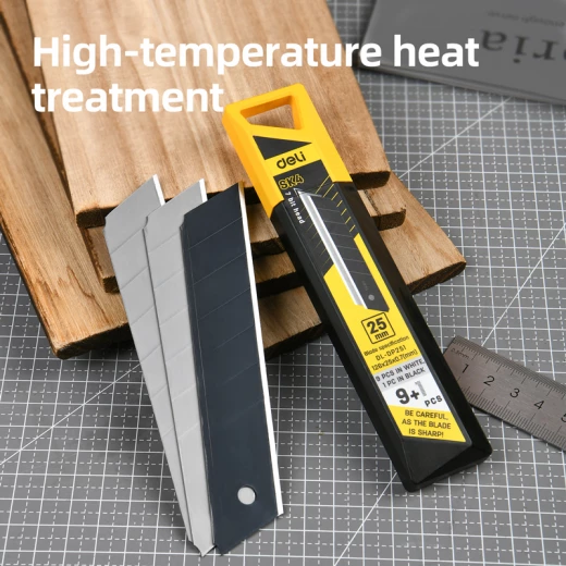 Deli 25mm Utility Knife Blades SK4 Steel 10-Blade Pack for Versatile Cutting Applications and Polishing Tasks, Featuring Sharpness and Durability, Ideal for Various Materials - Deli - Image 5