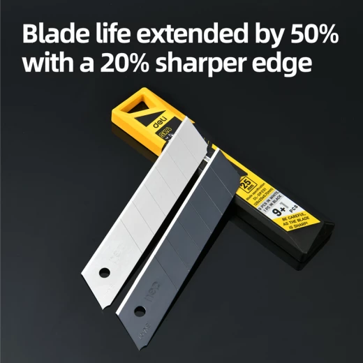 Deli 25mm Utility Knife Blades SK4 Steel 10-Blade Pack for Versatile Cutting Applications and Polishing Tasks, Featuring Sharpness and Durability, Ideal for Various Materials - Deli - Image 4