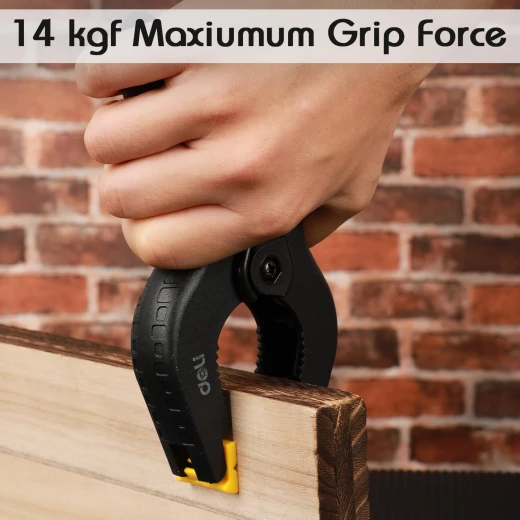Deli EDL110006 6 Inch Spring Clamp Nylon Clip 14Kg Clamping Force 50mm Jaw Range Quick Release, durable body for woodworking photography backdrops and material holding, strong grip and easy operation for various tasks - Deli - Image 5