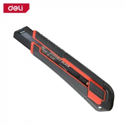 Deli 25mm Snap Off Utility Knife Heavy Duty Black SK2 Blade with Secure Grip and Blade Storage for Precise Cutting Tasks 25 mm Wide Blade