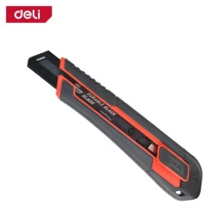 Deli 18mm Snap-Off Utility Knife, SK2 Blade, Black, 0.6mm Thick, Double Lock