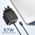 شاحن يو جرين X377 بقوة 67 واط بمنفذ USB C وتقنية جان مع 3 موصلات - يوجرين