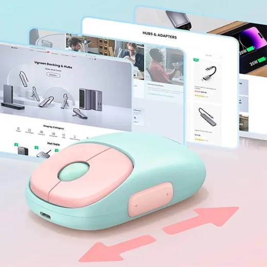 فأرة يو جرين MU102 FUN+ لاسلكية بتقنية البلوتوث 2.4 جيجاهرتز وردية قابلة لإعادة الشحن - يوجرين - Image 4