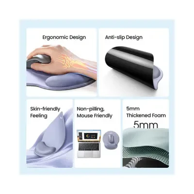 UGREEN Ergonomic Mouse Pad with Wrist Rest – LP668 (25245) Comfortable Wrist Support Non-Slip Base for Laptop and Computer Use - Ugreen - Image 2