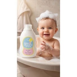 Cosmofarma Baby and Kids 2 in 1 Shampoo and Bath 250ml Gentle Cleansing Formula for Delicate Skin, Tear Free, Hypoallergenic Formula, Suitable for Newborns and Toddlers