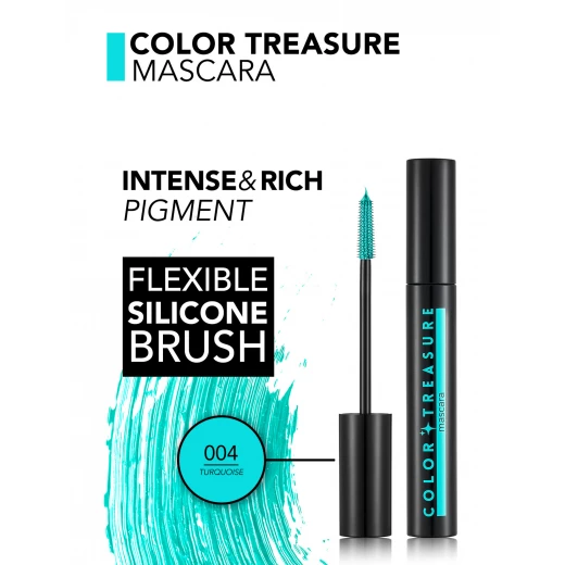 Flormar Color Treasure Mascara Turquoise 004 Volumizing Highly Pigmented Eyelash Makeup 7.5 ML - Image 2