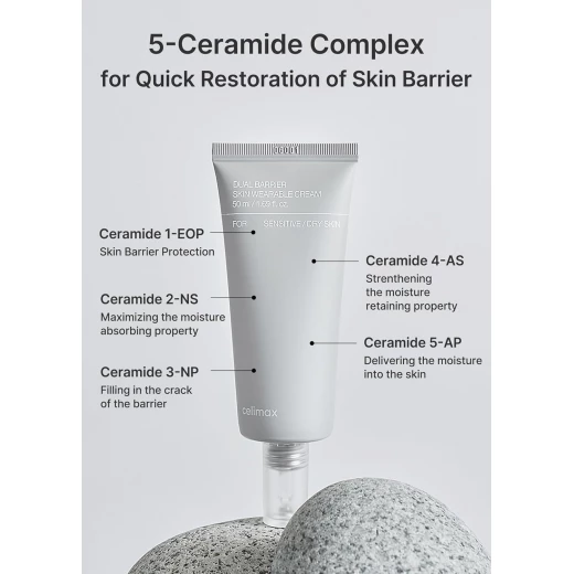 Celimax Dual Barrier Skin Wearable Cream 50ml: Deeply Nourishing Face Cream for Sensitive Skin, Strengthens Skin Barrier, Provides Hydration, Dermatologist Tested, 50 ml - Celimax - Image 5