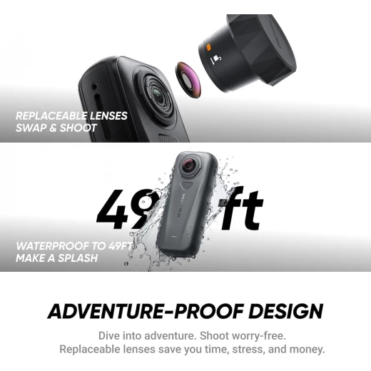 Insta360 X4 مجموعة كاميرا حركة 360 درجة، فيديو 8K مذهل، عصا سيلفي غير مرئية، تصميم مقاوم للماء، أسود، لتجارب لا تُنسى. - انستا 360 - Image 6