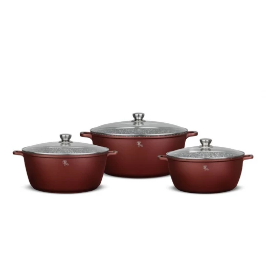Berlinger Haus Cerastone Jumbo Casserole Set 6 Pcs Burgundy Red 32cm, 36cm, 40cm Berlinger Haus Cerastone Jumbo Casserole Set 6 Pcs Burgundy Red 32cm, 36cm, 40cm