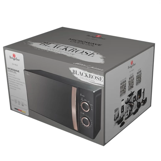 Berlinger Haus Monaco Black 20L Mechanical Microwave Oven with 5 Power Levels and Defrost Function Perfect for Quick and Easy Cooking in the Kitchen - Image 3
