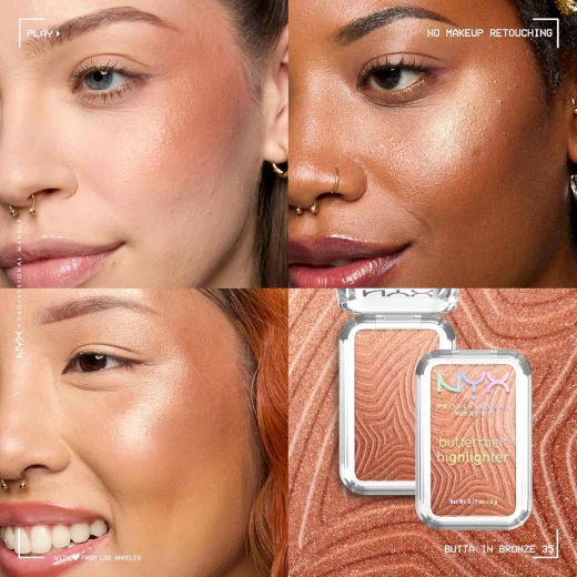 هايلايتر NYX Butta IN Bronze Buttermelt بوزن 5 جم، كريمي، يدوم طويلاً، لون برونزي لامع - ان واي اكس - Image 6