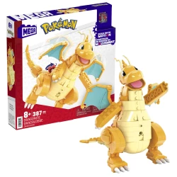 Mega Pokemon Dragonite Action Figure Building Toy 387 Pieces Wing Flapping Motion Multicolour