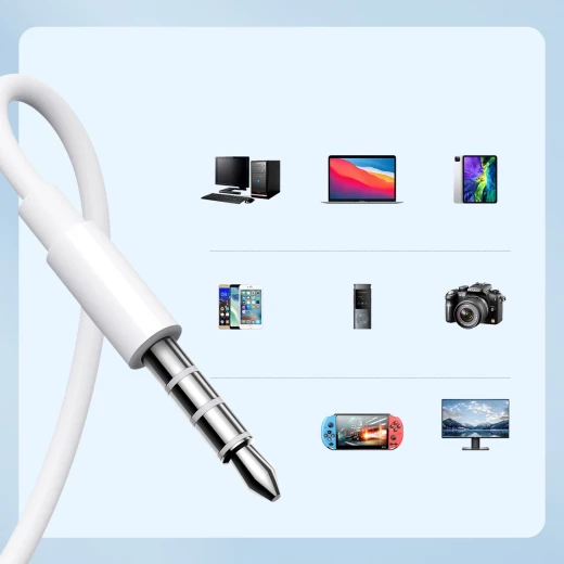 Joyroom JR-EW01 Wired Earphones Half In Ear Design with 14.2mm Driver Unit, Built In Microphone, Volume Control, & White Color for Universal Compatibility - Joyroom - Image 2