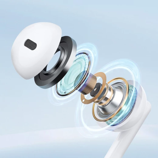 Joyroom JR-EW01 Wired Earphones Half In Ear Design with 14.2mm Driver Unit, Built In Microphone, Volume Control, & White Color for Universal Compatibility - Joyroom - Image 3