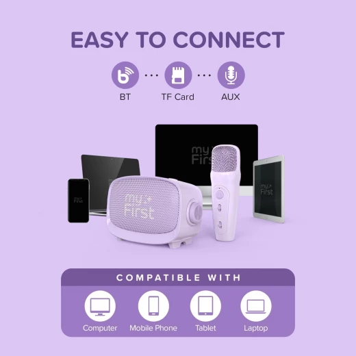 myFirst Voice 2 Kids Karaoke Machine – Wireless Microphone, Purple, Portable Karaoke Speaker for Kids, Fun Singing and Music Experience, Easy Controls, Safe and Child-Friendly Design, Perfect for Home Entertainment and Parties - myFirst - Image 4