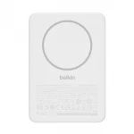 بنك طاقة Belkin BoostCharge مغناطيسي 5000 مللي أمبير في الساعة، شاحن محمول نحيف، أبيض - بيلكين
