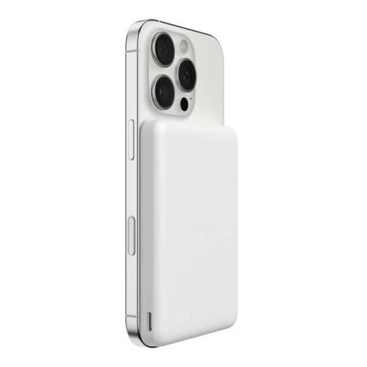 بنك طاقة Belkin BoostCharge مغناطيسي 5000 مللي أمبير في الساعة، شاحن محمول نحيف، أبيض - بيلكين - Image 5