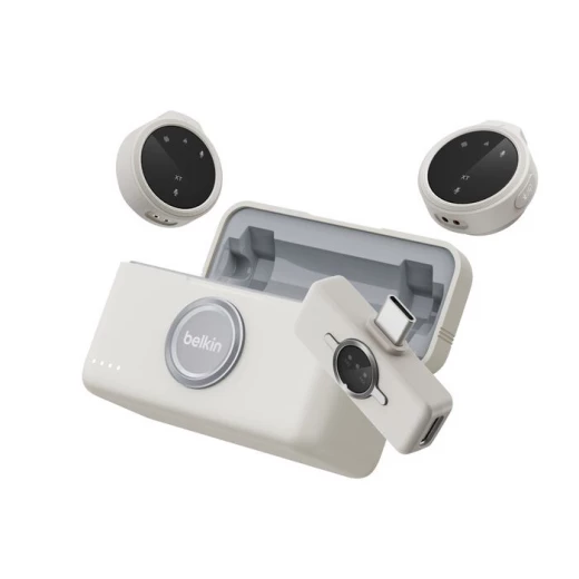 ميكروفون Belkin Stage اللاسلكي القابل للارتداء مزدوج لأجهزة iPhone و Android بطارية 36 ساعة ميكروفون Belkin Stage اللاسلكي القابل للارتداء مزدوج لأجهزة iPhone و Android بطارية 36 ساعة