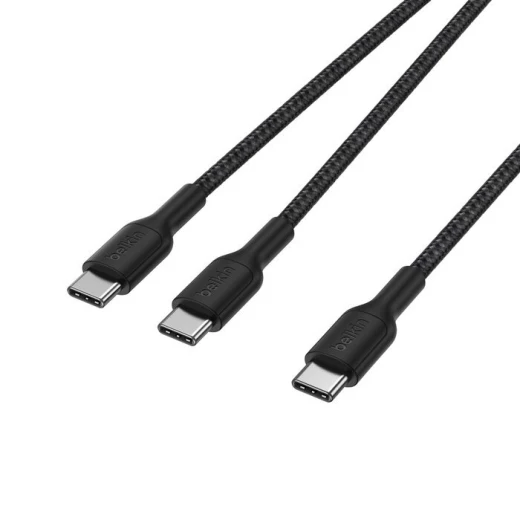 كابل بيلكن بوست تشارج برو مضفر USB C إلى USB C مزدوج 140 واط أسود، أبيض - بيلكين - Image 3