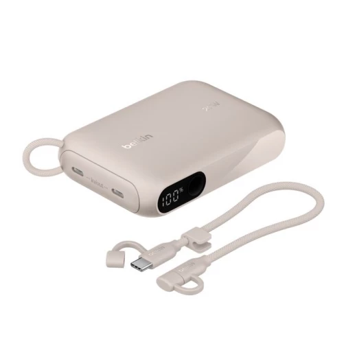 بنك طاقة بيلكن بوست تشارج 10K مع شاشة رقمية، 20 واط USB-C، رملي بنك طاقة بيلكن بوست تشارج 10K مع شاشة رقمية، 20 واط USB-C، رملي