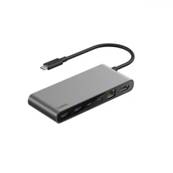 Belkin Connect 8 Port USB C Hub with 2.5Gb Ethernet, Black, Includes 2 USB A Ports, Supports up to 8K Resolution, Compatible with Multiple Devices