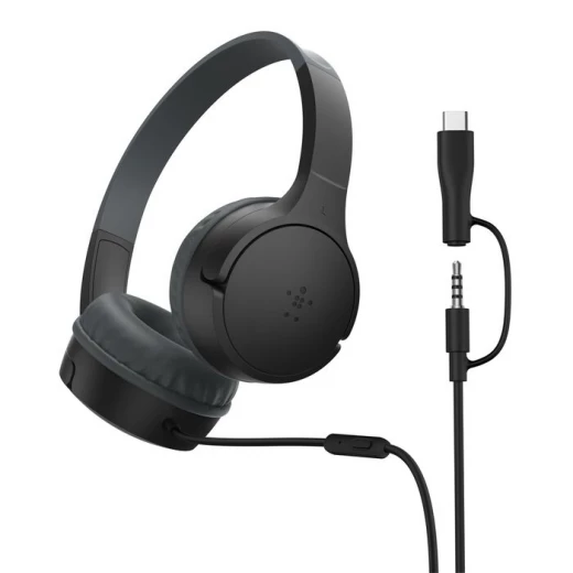 سماعات رأس سلكية للأطفال من بيلكن ساوند فورم ميني أسود مع دونجل USB C سماعات رأس سلكية للأطفال من بيلكن ساوند فورم ميني أسود مع دونجل USB C