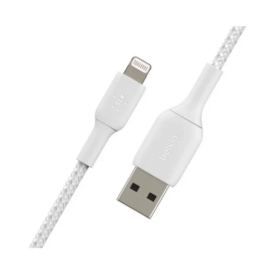 كابل Belkin Boost Charge مضفر USB-C إلى USB-A بطول 3 أمتار أبيض للشحن السريع - بيلكين - Image 3
