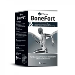 BT Pharma BoneFort 60 أقراص مكمل غذائي للكالسيوم وفيتامين د3 لصحة العظام