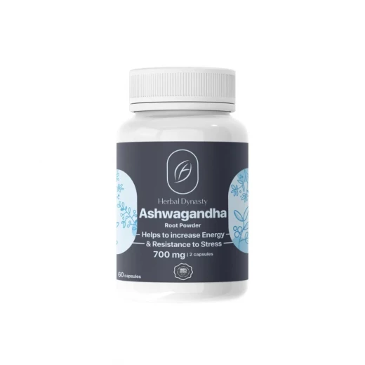 Herbal Dynasty  Ashwagandha roots (Indian ginseng) at a concentration of 350 mg for each capsules