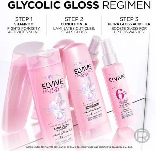 L'Oreal Elvive Glycolic Gloss Conditioner for Dull Hair 360ml Revitalizes and Adds Shine for Up to 72 Hours - Garnier - Image 3