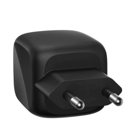 شاحن حائط بلكين مزدوج USB-C PD 50 واط مع PPS، أسود، شحن سريع لأجهزة iPhone و Samsung والمزيد - بيلكين - Image 3