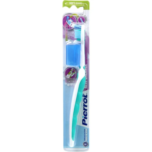 فرشاة أسنان بيرو الناعمة لتبييض الأسنان مع غطاء، أزرق وأبيض، لطيفة على اللثة، قطعة واحدة فرشاة أسنان بيرو الناعمة لتبييض الأسنان مع غطاء، أزرق وأبيض، لطيفة على اللثة، قطعة واحدة