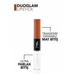 Flormar Duoglam Cocoa Charm Lipstick, Long Lasting Liquid & Gloss, 006