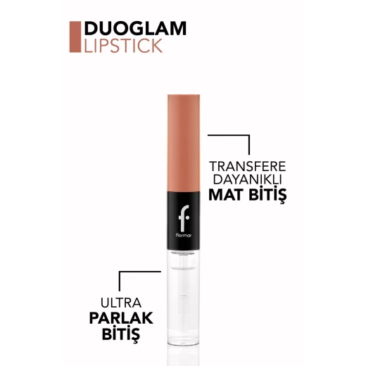 Flormar Duoglam Lipstick 004 Perfect Touch, Long Lasting Liquid Lipstick and Lip Gloss Flormar Duoglam Lipstick 004 Perfect Touch, Long Lasting Liquid Lipstick and Lip Gloss