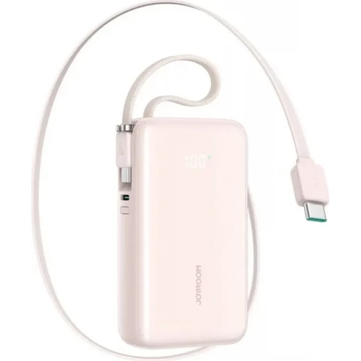 بنك طاقة جوي روم JR PR2L 10000 مللي أمبير في الساعة 35 واط USB C، كابل مدمج، وردي بنك طاقة جوي روم JR PR2L 10000 مللي أمبير في الساعة 35 واط USB C، كابل مدمج، وردي