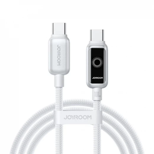 كيبل شحن سريع من جوي روم USB C إلى USB C بقوة 100 واط أبيض 1.2 متر كيبل شحن سريع من جوي روم USB C إلى USB C بقوة 100 واط أبيض 1.2 متر