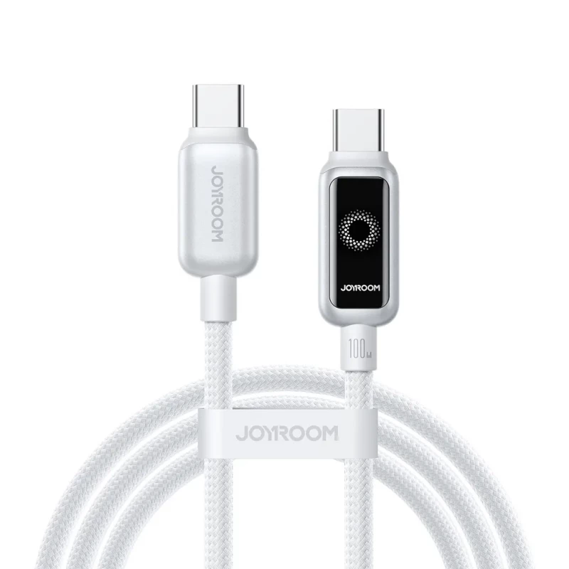 كيبل شحن سريع من جوي روم USB C إلى USB C بقوة 100 واط أبيض 1.2 متر - جوي روم