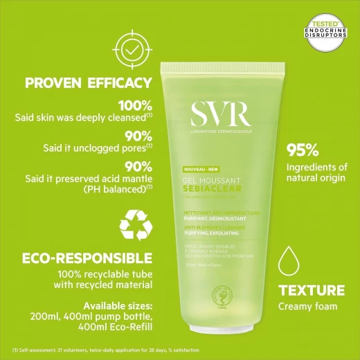 SVR Sebiaclear Foaming Gel 200ml for Oily and Combination Skin Cleanser - SVR - Image 3