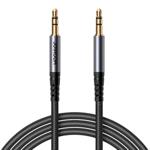 كيبل صوت AUX من جوي روم SY-A08، ذكر إلى ذكر، مضفر من النايلون، أسود، 1.2 متر كيبل صوت AUX من جوي روم SY-A08، ذكر إلى ذكر، مضفر من النايلون، أسود، 1.2 متر