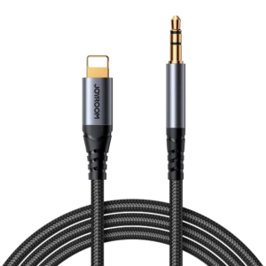 كيبل صوت Joyroom SY A06 من لايتنينج إلى 3.5 ملم AUX، أسود، 1.2 متر كيبل صوت Joyroom SY A06 من لايتنينج إلى 3.5 ملم AUX، أسود، 1.2 متر