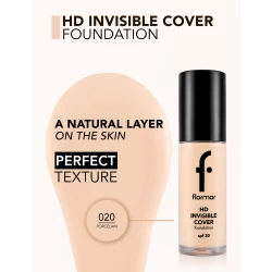 Flormar HD Invisible Cover Foundation 80 Soft Beige Lightweight SPF30