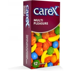 Carex Condoms Multi Pleasure 12 Count, Enhanced Sensation, Latex, for Men