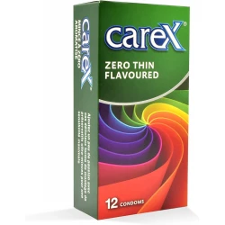 Carex Zero Thin Flavored Condoms 12 Count, Enhanced Pleasure, Safe Protection