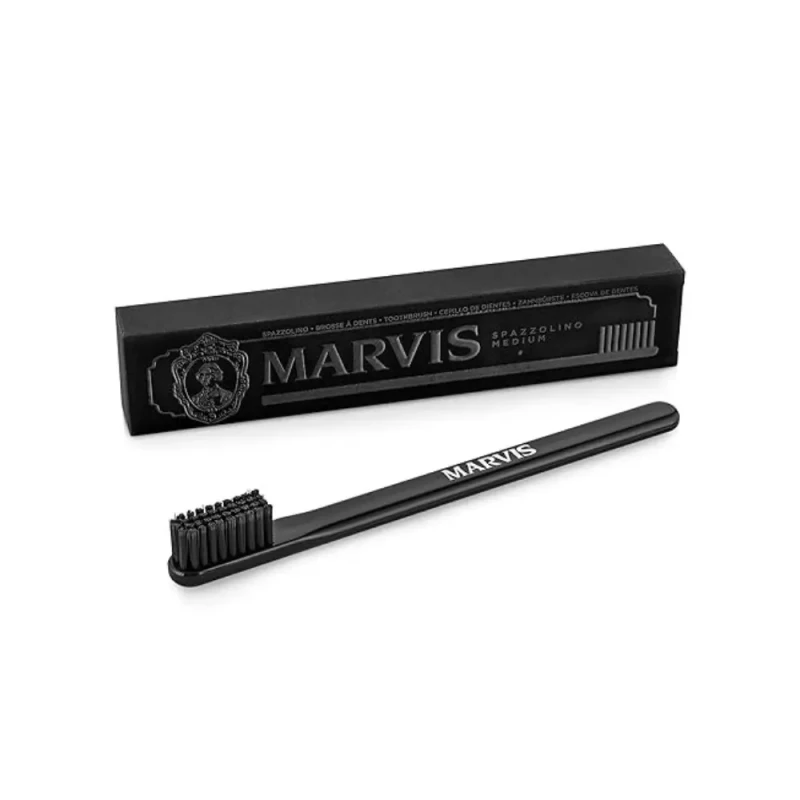 Marvis Black Toothbrush, Medium Bristle, Italian Design, Deep Clean, Oral Care - Marvis