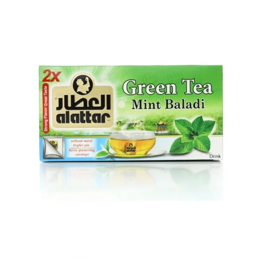شاي الأخضر بالنعناع من العطار، 20 كيس، شاي عشبي منعش للعافية اليومية - Image 3