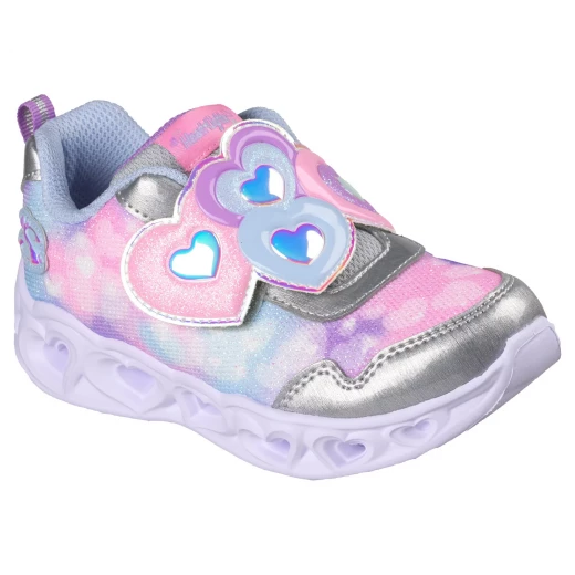 Skechers Girls' Infant Heart Lights Lovin Reflection Shoes Multi Color 25 Featuring Mesh Uppers, Adjustable Instep Strap, and Light Up Heart Chain Midsole - Skechers - Image 4